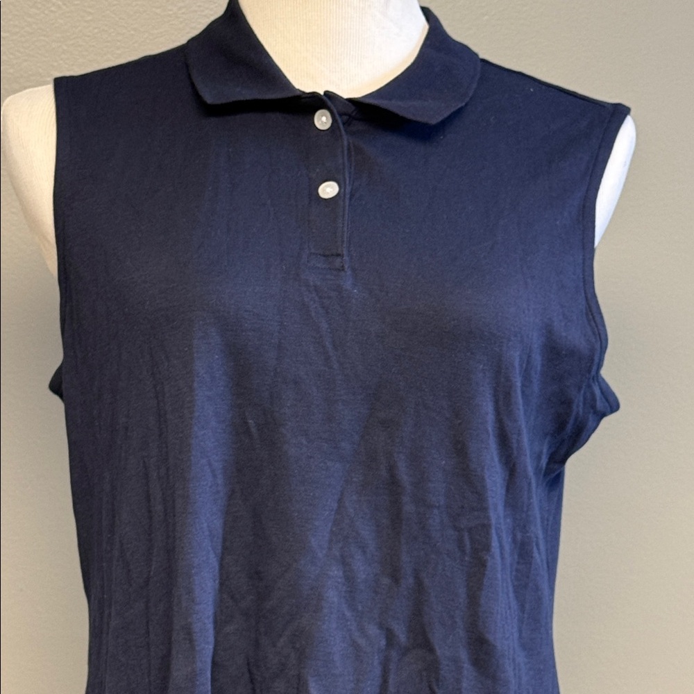 Croft & Barrow Sleeveless Polo Top Medium Navy Blue Cotton Classic - Picture 2 of 4